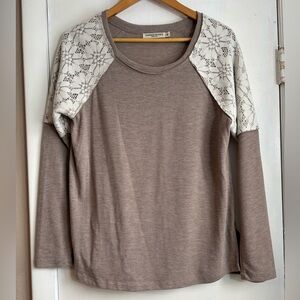 Chance or Fate Brown and Cream Long Sleeve Top